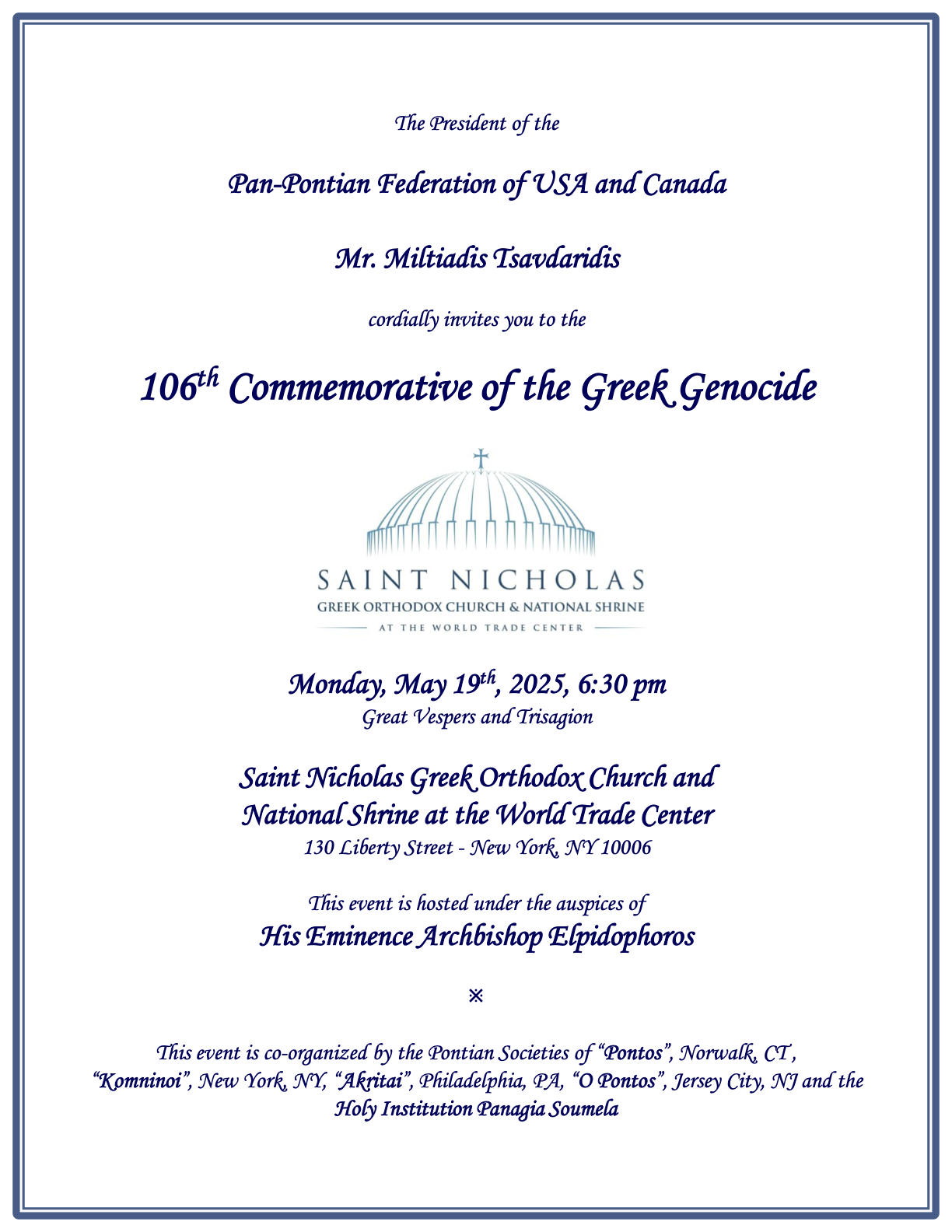 May 19, 2025 • Greek Genocide • New York, NY